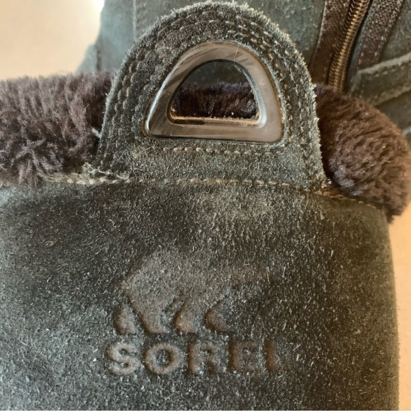 Sorel Waterfall Slip 2 Black Suede Fleece Lined Winter  Boots Women's sz 9 - Picture 8 of 9